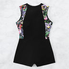 Damen sportlicher Einteiler Badeanzug mit floralem Design und schnelltrocknendem Material R&B