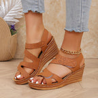 Damen Komfortable und elegante Keil-Sandalen mit verstellbaren Riemen