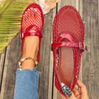 Damen elegante Freizeitschuhe mit Netzdesign und verstellbarem Riemen R&B