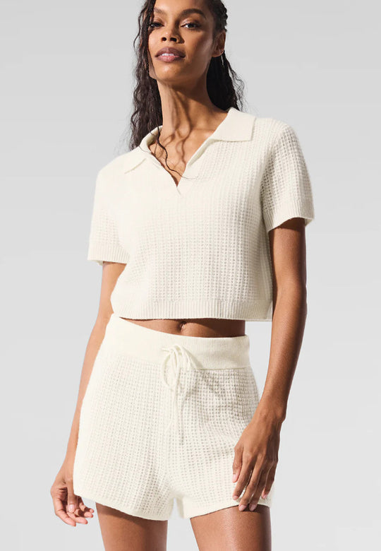 Damen Kurzarm Poloshirt und Shorts Set R&B