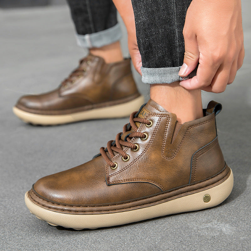 Herren Robuste Schnürboots aus hochwertigem Leder