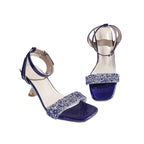 Damen Elegante Strass-Absatzsandalen mit verstellbarem Riemen und modischer Fußbettgestaltung