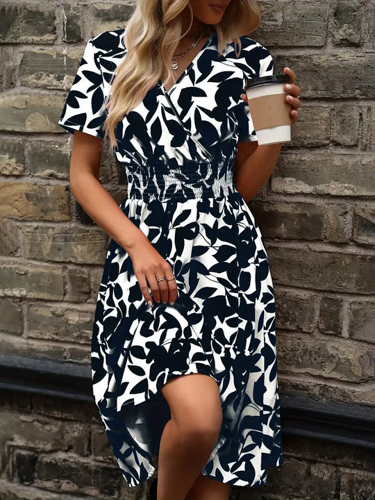 Damen Midikleid mit raffiniertem Wickeldesign und elastischem Taillenbund R&B