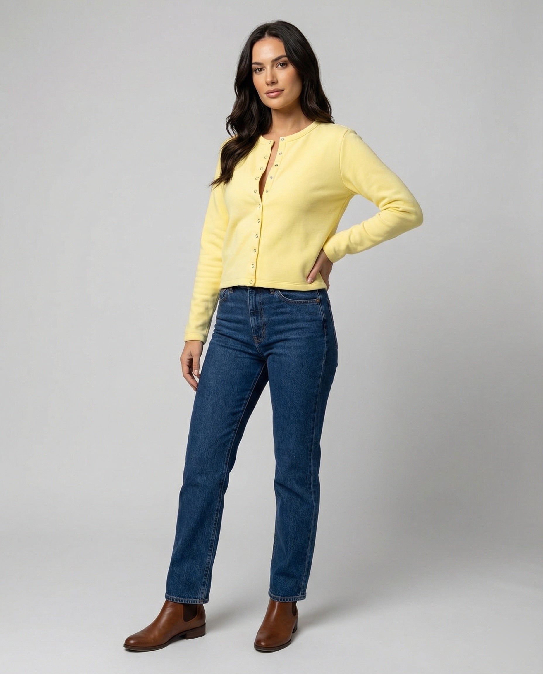 Damen Langarmshirt mit Druckknöpfen