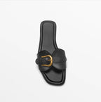 Damen Bequeme Slides mit dekorativem Schnallenakzent R&B
