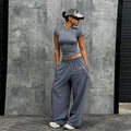 Damen Sportliches Set mit Figurbetontem Oberteil und weitem Hosen R&B