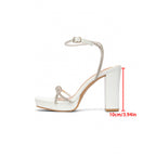 Damen Plateau-Sandalen mit funkelnden Riemen und stabilen Blockabsätzen R&B