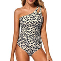Damen Einseitiger Badeanzug mit Leopardenmuster R&B