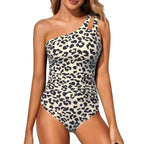 Damen Einseitiger Badeanzug mit Leopardenmuster R&B