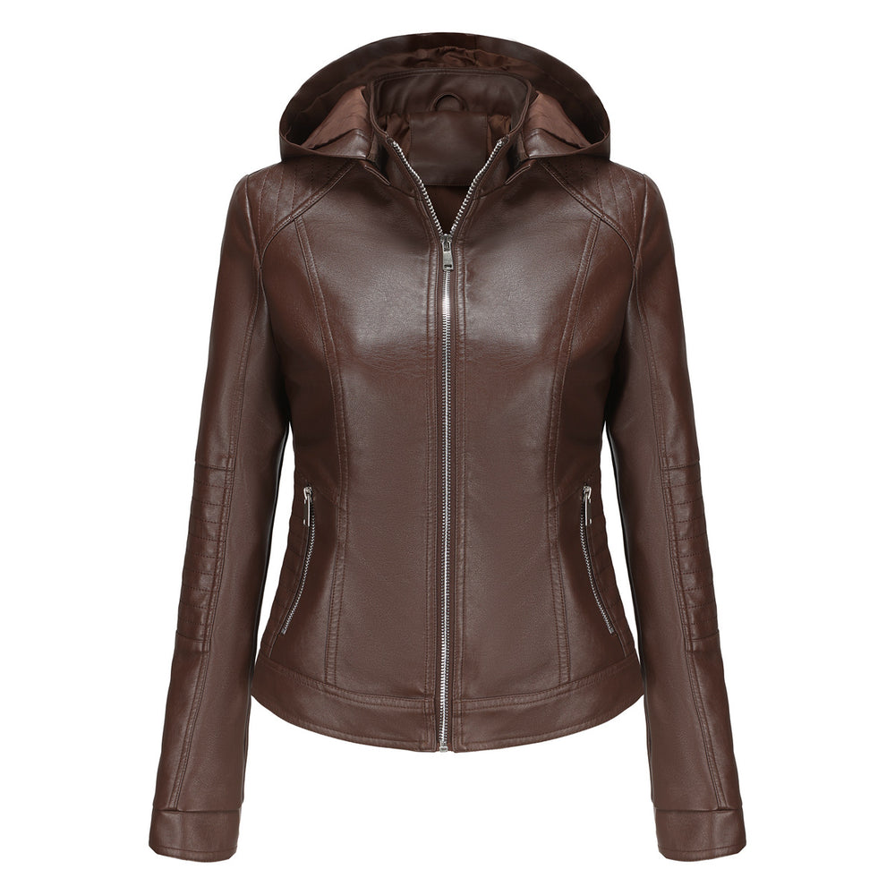 Damen Kapuzenjacke aus hochwertigem Kunstleder R&B