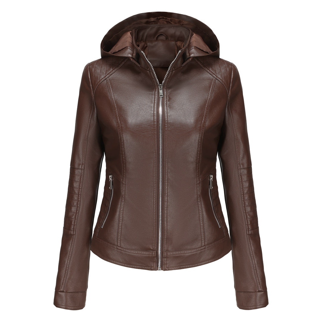 Damen Kapuzenjacke aus hochwertigem Kunstleder R&B