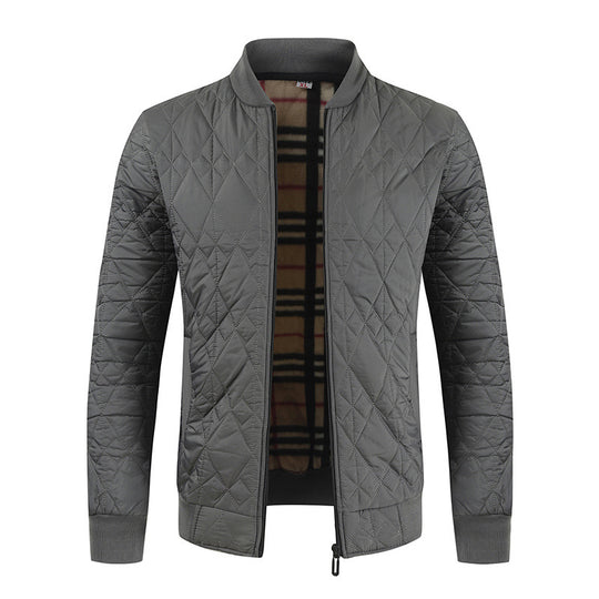 Herren wattierte Bomberjacke mit modernem Karomuster im Inneren R&B
