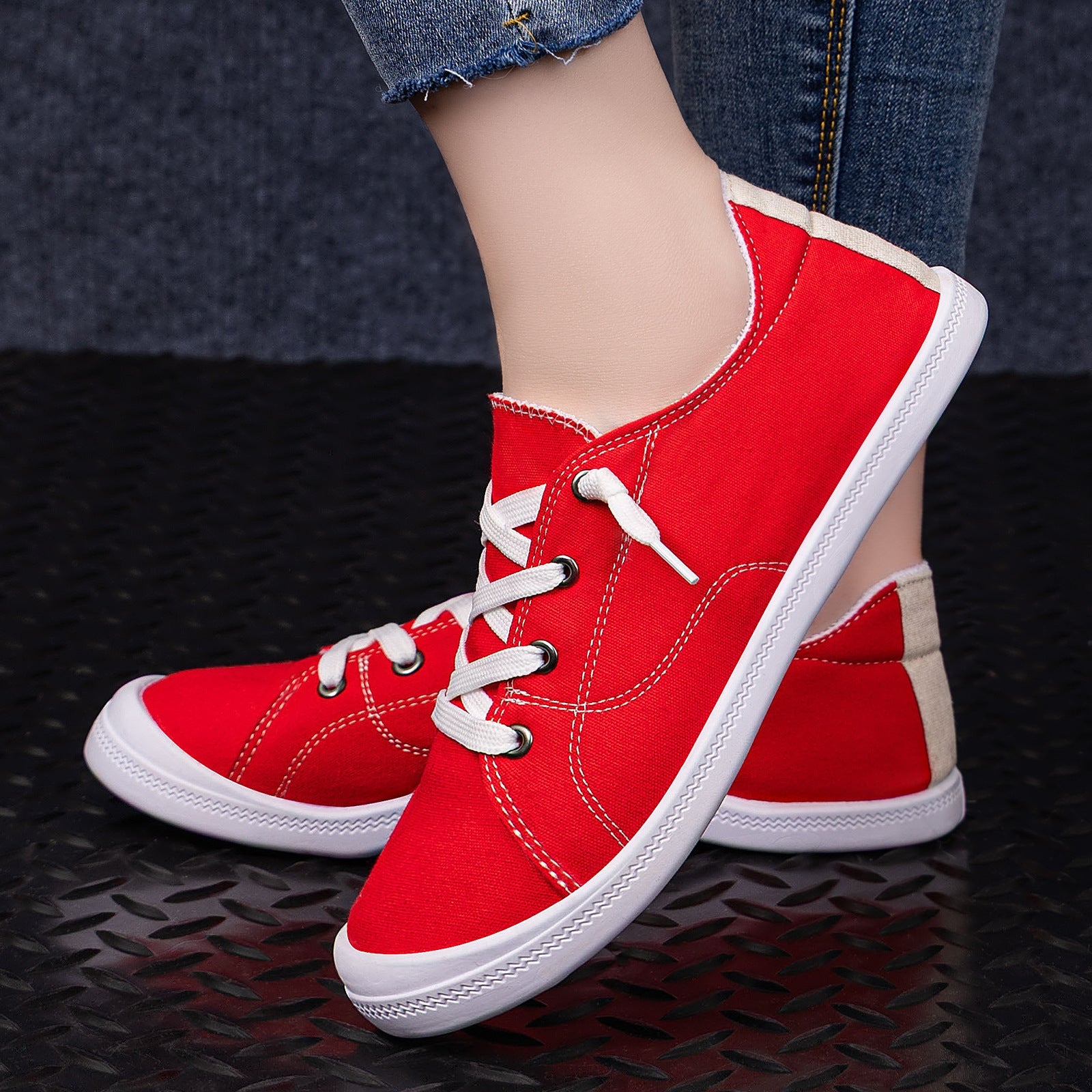 Damen Freizeitschuhe aus strapazierfähigem Canvas mit klassischem Schnürdesign R&B