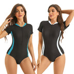 Damen Sportlicher Kurzarm Schwimmanzug R&B