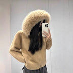 Damen Kuscheliger Hoodie mit attraktivem Fellkragen