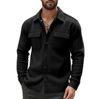 Herren nan gefütterte Hemdjacke mit Fleecefutter, aufgesetzten Brustklappen und Druckknopfleiste R&B