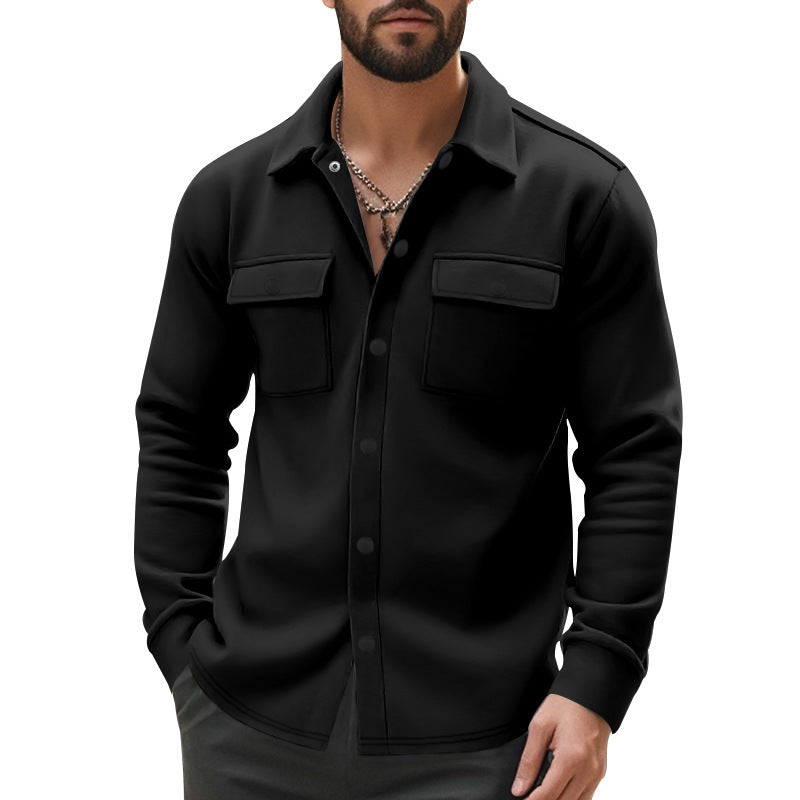Herren nan gefütterte Hemdjacke mit Fleecefutter, aufgesetzten Brustklappen und Druckknopfleiste R&B
