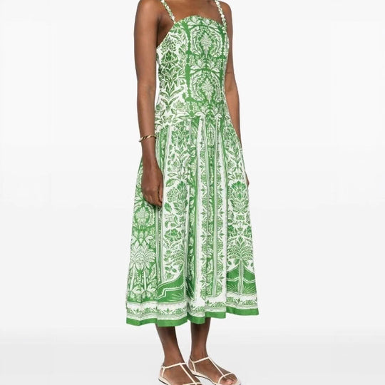 Damen Midi-Kleid mit floralem Print und Spaghetti-Trägern R&B
