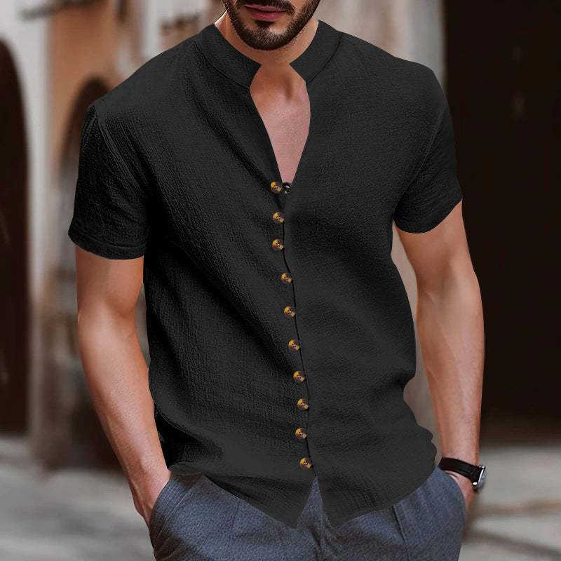 Herren Kurzarmhemd mit modernen Knopfdetails R&B