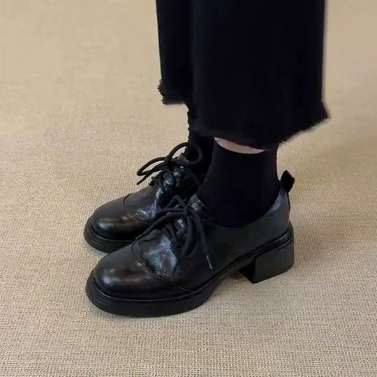 Damen Elegante Schnürschuhe mit modernem Blockabsatz und glänzender Oberfläche R&B