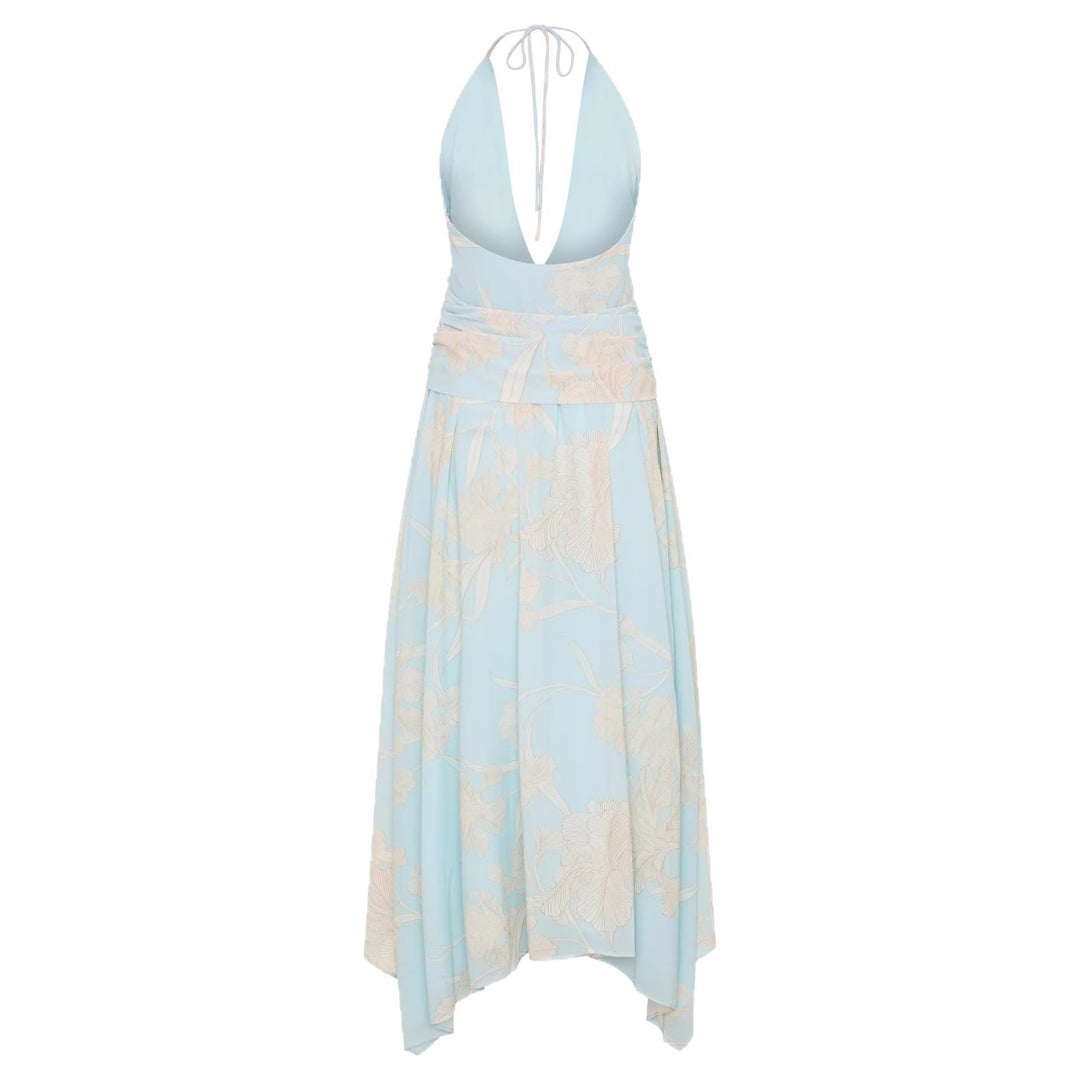Damen Elegantes Wickelkleid mit tiefem V-Ausschnitt und floralem Design R&B