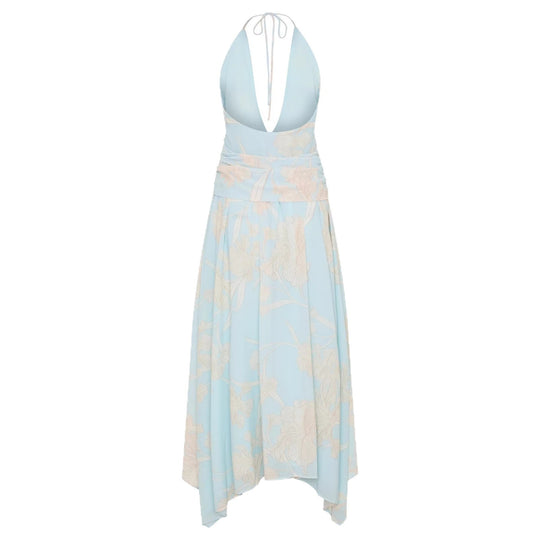Damen Elegantes Wickelkleid mit tiefem V-Ausschnitt und floralem Design R&B