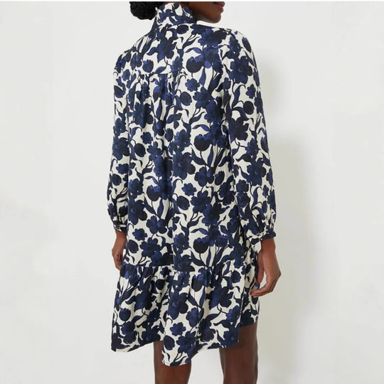 Damen Blümchenmuster Kleid mit Kragen R&B