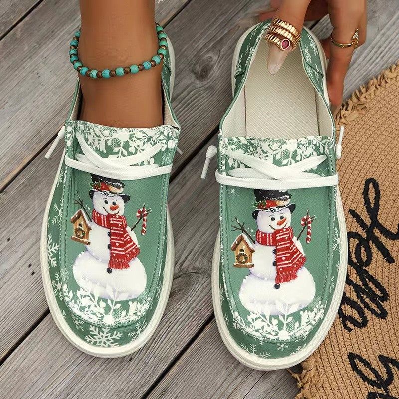 Damen Sneakers im winterlichen Design mit Schneemann-Motiv und rutschfester Sohle R&B