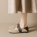 Damen Ballerinas mit modischem Leopardenmuster und eleganter Schnallenapplikation