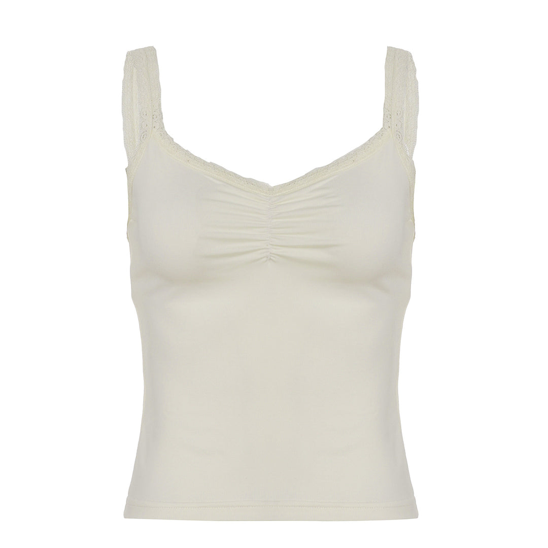 Damen Spaghettiträgershirt mit eleganter Häkelborte R&B