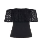 Damen Off-Shoulder Oberteil mit Rüschendetails und eleganten Spitzenakzenten R&B
