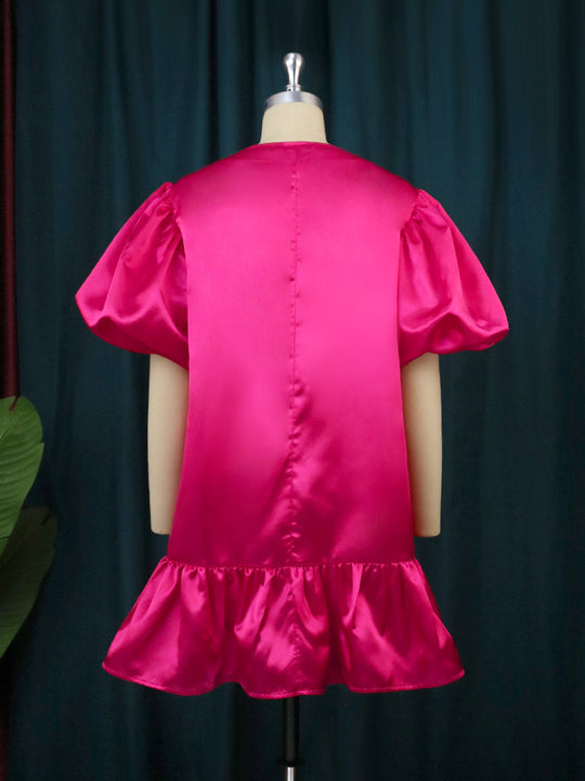 Damen Puffärmel Kleid R&B