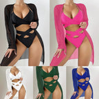 Damen Einteiler Badeanzug mit transparentem Cover-Up und modernem Schnitt R&B