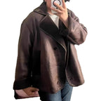 Damen elegante Oversized-Jacke mit weichem Futter und raffinierter Struktur R&B