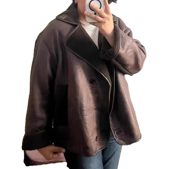Damen elegante Oversized-Jacke mit weichem Futter und raffinierter Struktur R&B