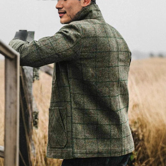 Herren elegante Wolljacke mit zeitlosem Karomuster