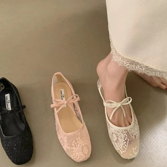 Damen Ballerinas mit elegantem Spitzenmuster R&B