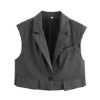 Damen weite Business-Hose mit elastischem Bund und feinen Streifen R&B