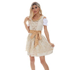 Damen nan figurbetontes Mini-Dirndl mit gesticktem Spitzenrock und Schnürung R&B