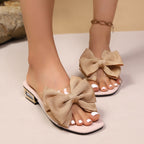 Damen Slippers mit modischem Schleifendesign und transparentem Riemen R&B