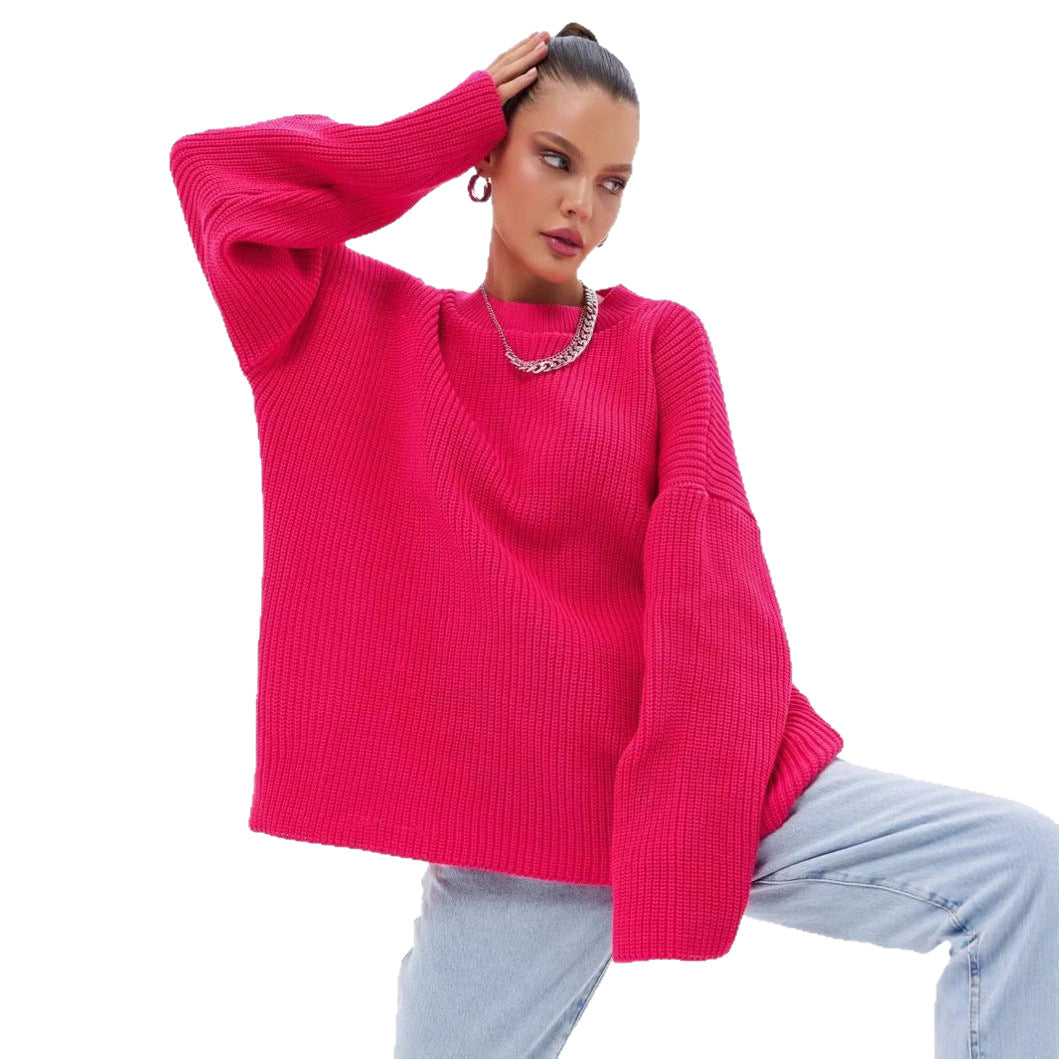 Damen Oversized Strickpullover mit modernen Schnittlinien R&B