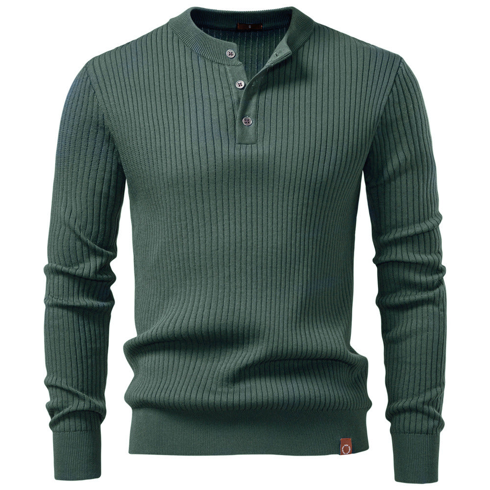 Herren Strickpullover mit feinem Rippenmuster und modischem Knopfdetail R&B