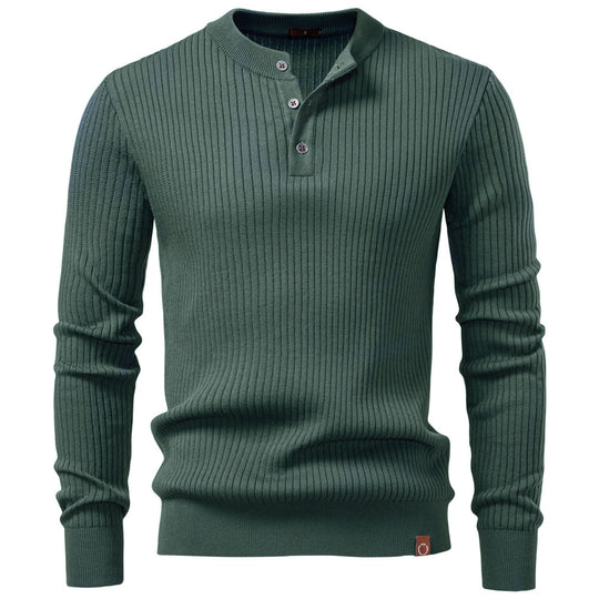 Herren Strickpullover mit feinem Rippenmuster und modischem Knopfdetail R&B
