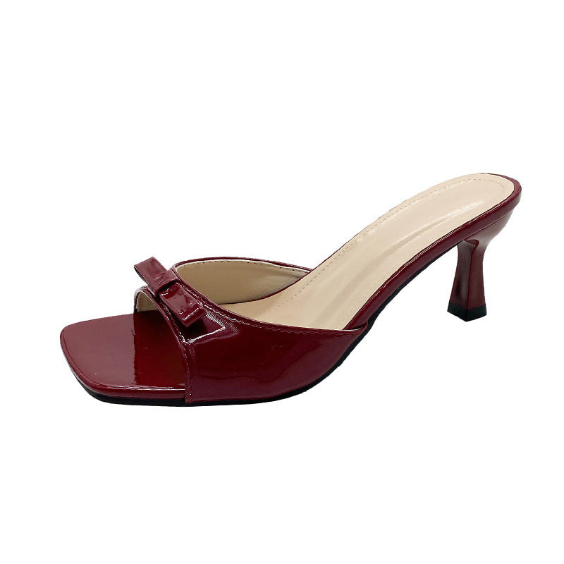 Damen elegante Absatzsandalen mit modischer Schleifenapplikation R&B