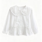 Mädchen elegante Bluse mit Spitzensaum und Rüschendetails R&B