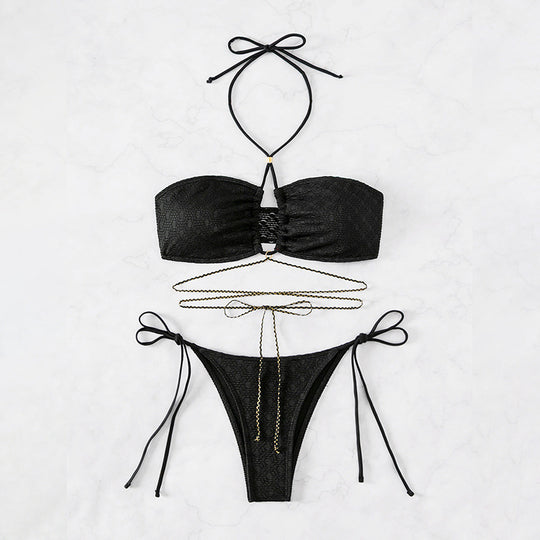 Damen Bandeau-Bikini mit raffinierten Bindebändern und eleganten Details R&B