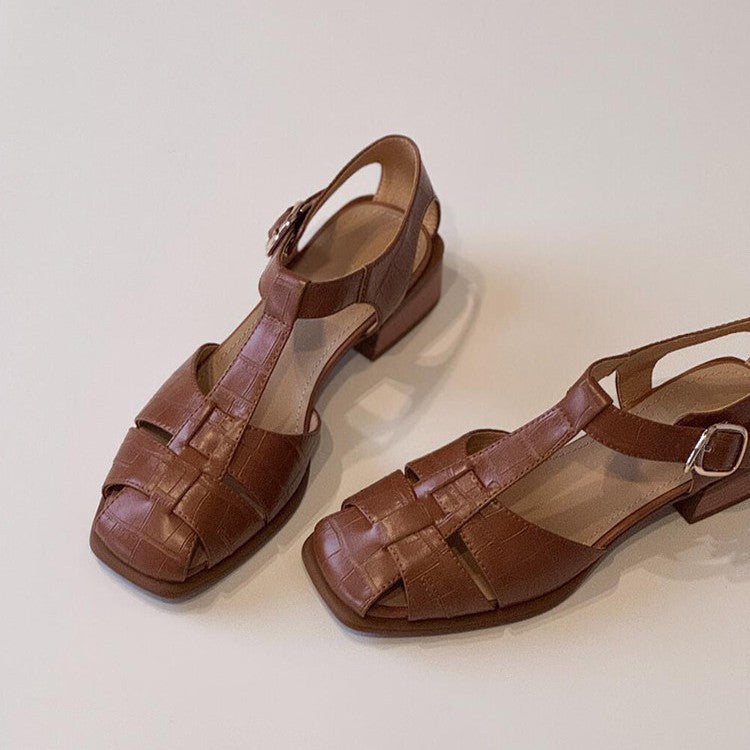 Damen Slingback Sandalen mit stilvollem Krokodillederdesign R&B