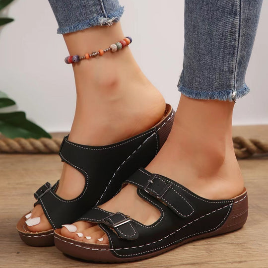 Damen Sandalen mit verstellbaren Riemen und ergonomischer Fußbett R&B