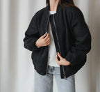 Damen Modische Bomberjacke aus weichem Wollmix mit Extragroßen Ärmeln