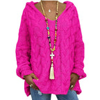 Damen Kapuzenpullover mit Zopfmuster und weitem Schnitt R&B